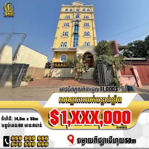 📣💁‍♀️សណ្ឋាគារលក់បន្ទាន់ ចម្ងាយពីផ្សារដីហុយ50m ខណ្ឌសែនសុខ