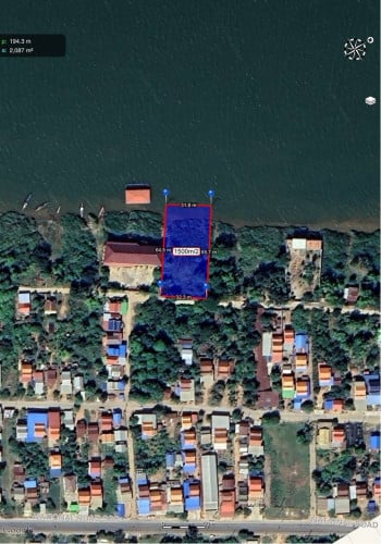 ដីជាប់ទន្លេរ 32m x 65m 1ម៉ែត្រដើរ 8000$