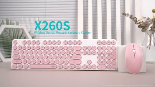 Wiresles Optical Mouse & keyboard X260s Pink + Black+ white