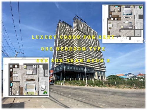 #SCLPG002 👉 Luxury Condo 1 Bedroom for Rent Near AEON 2 Sen Sok, Modern & Cozy Living Space