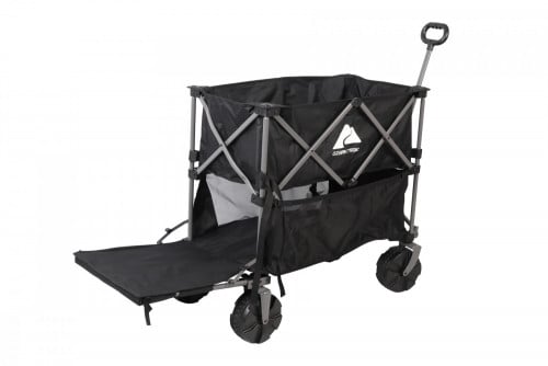 Ozark Trail Double Decker Folding Utility Wagon with Extension Handle, Black, 35" H, Polyester