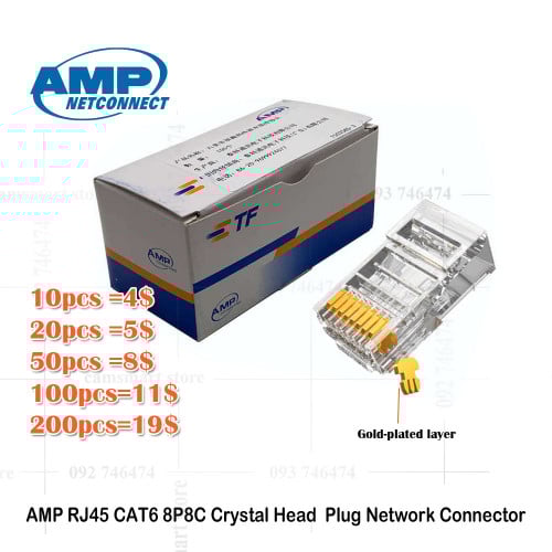AMP RJ45 CAT6 8P8C Crystal Head  Plug Network Connector CAT-6/8P8C Network Cable Connector