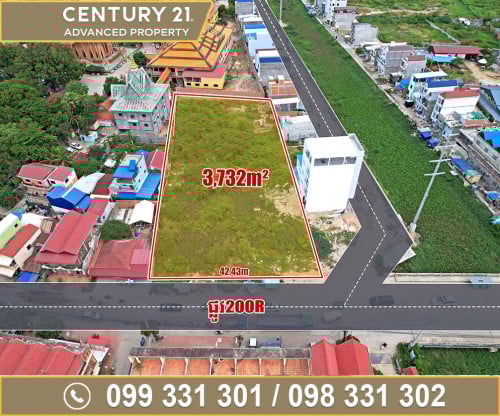 ដីកែង (3,732ម៉ែត្រការ៉េ) នៅជាប់របងវត្តទួល (គីឡូម៉ែត្រលេខ6) ខណ្ឌឬស្សីកែវ ត្រូវការលក់បន្ទាន់ខ្លាំង