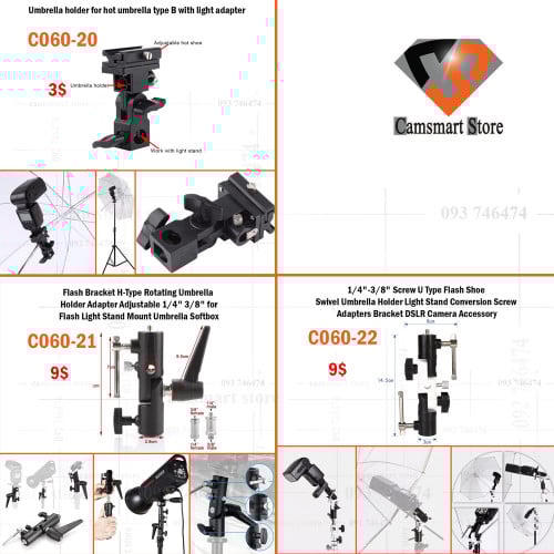Flash Bracket H-Type Rotating Umbrella  Holder Adapter for Flash Light Stand Softbox