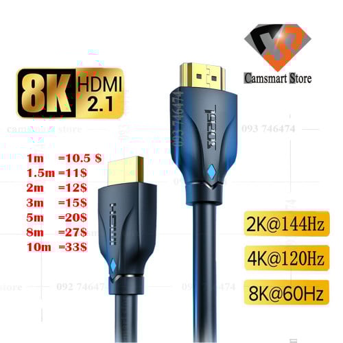 HDMI Cable HDMI 2.1 Cable 8K@60Hz 4K@120Hz High-Speed 48Gbps Digital Cable