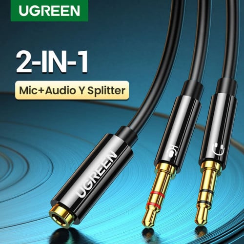 UGREEN 3.5mm Female to 2 Male Audio Cable ABS Case 20898