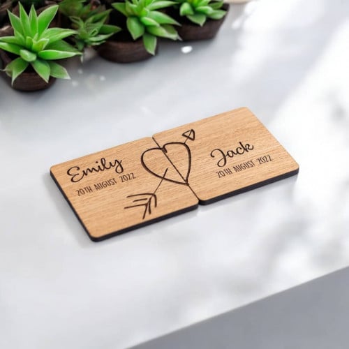 Personalized Wooden Couples Coasters, Anniversary Gift, Engagement Gift, Personalized Coaster Set