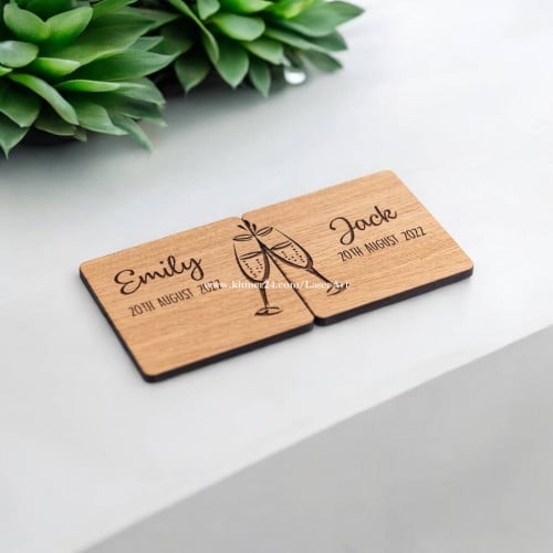 Personalized Wooden Couples Coasters, Anniversary Gift, Engagement Gift, Personalized Coaster Set