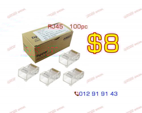 RJ45 Network Connector for Cat5 & Cat 6 :$8