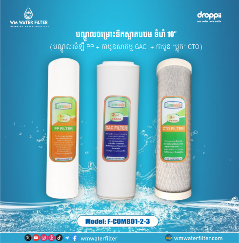 បណ្តូលម្រោះទឹកស្អាតបឋម 3 ដំណាក់កាល (បំពង់ 10 អ៊ីញ) -  F-COMBO1-2-3