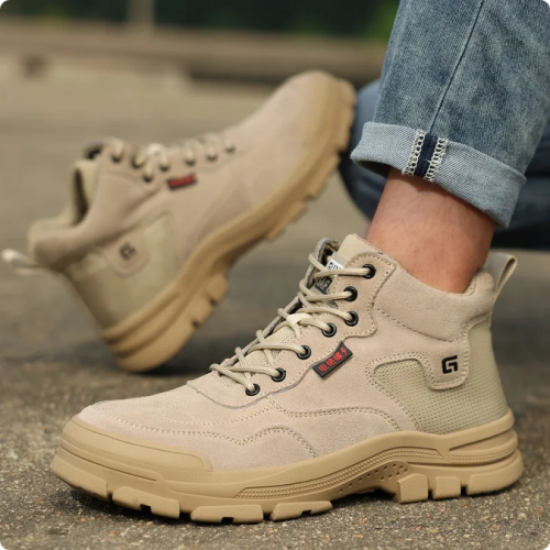 ស្បែកជើងក្បាលដែកបាតដែក / Guyisa Safety Shoe With Metal Cap and Metal Sole