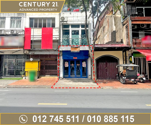 🏠ផ្ទះអាជីវកម្មសម្រាប់ជួល​ នៅលើផ្លូវ ព្រះស៊ីសុវត្ថិ ជិតផ្សាររាត្រី