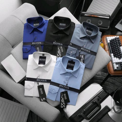 អាវក្រណាត់ដៃវែងសាច់VIP ប្រេនBOSSSize M L XL XXL 3XL 4XL