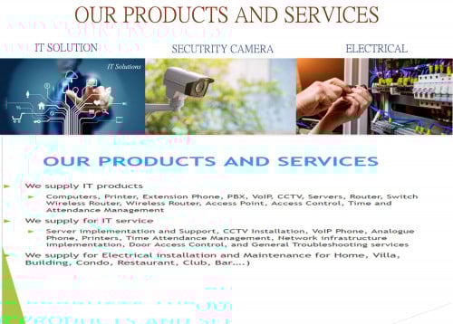 កាម៉េរាសុវត្តិភាព កុំព្យ័រទ័រ ប្រព័ន្ធNework, Wifi, ប្រពន្ធ័ភ្លើង ម៉ាស៊ីនត្រជា