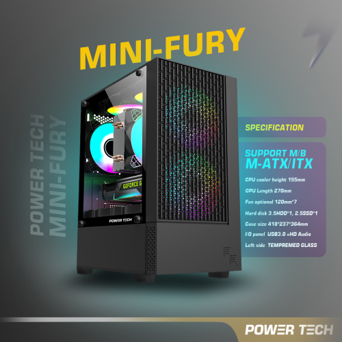 Power Tech Mini FURY, Mini VORTEX Gaming Case