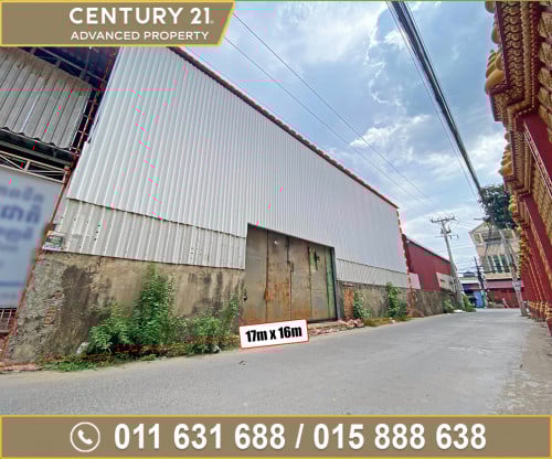 🏘 ឃ្លាំង សម្រាប់ជួល នៅសង្កាត់និរោធ ជិតវត្តប្រជុំវង្ស ខណ្ឌច្បារអំពៅ