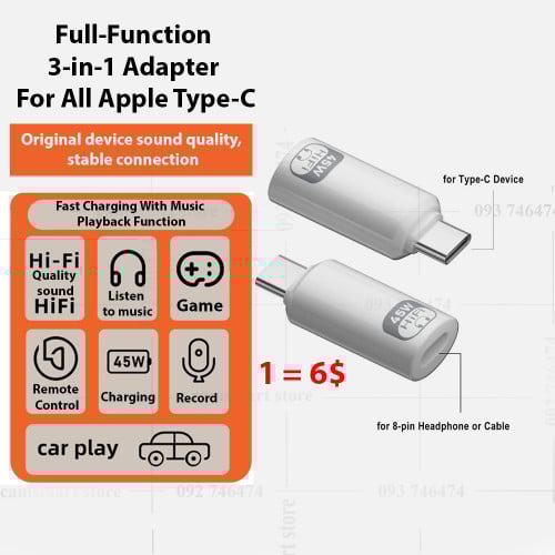 Type c to Lightning PD 45W for iOS Converter Earphone Converter for iPhone 16/15