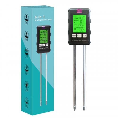 Multifunctional soil tester with backlight 6 in 1