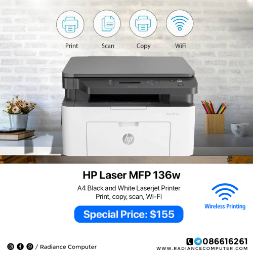 Printer HP LASERJET MFP M136W ( Print/Scan/Copy/ Wifi)