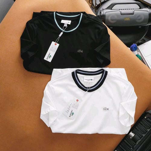 អាវយឺតដៃខ្លី កមូល ប្រេន ក្រពើ លាងស្តុកម៉ូតពណ៌ដូចរូបលេខ S m l xl xxl (50kg-90kg)