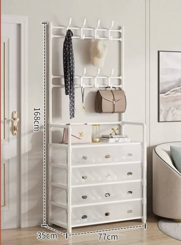 ធ្នើរស្បែកជើងមានព្យួរ Shoes Rack with hooks