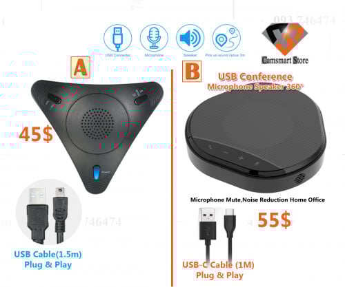 Microphone VOIP Desktop Wired Microphone+Speaker for PC Laptop Office Meeting Video