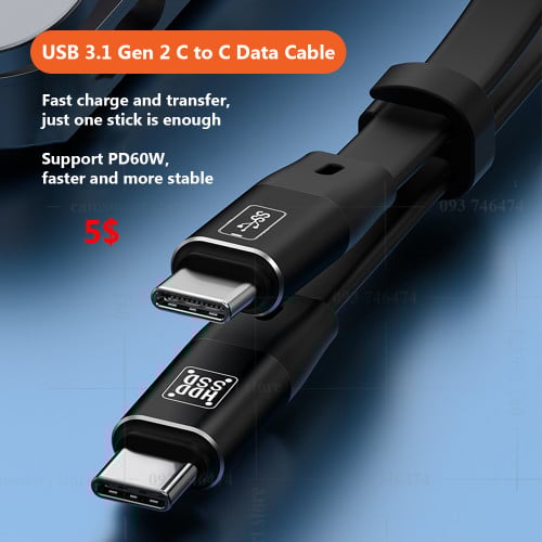 PD 60W Type C To USB C 3.1 Gen2 10Gbps Data Cable USB C Fast Charging