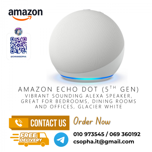 Amazon Echo Dot (5th Gen), Glacier White