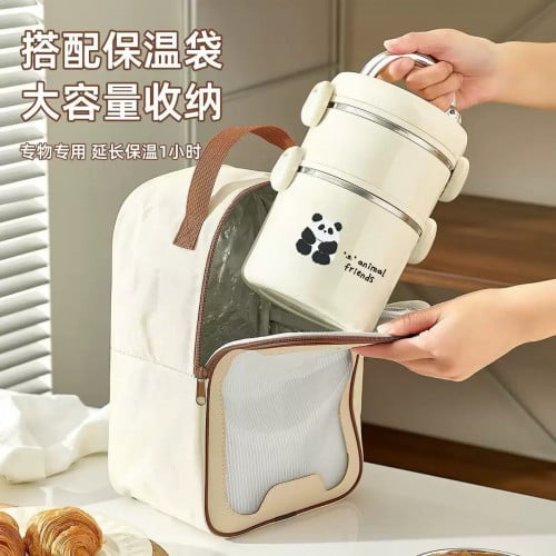 ប្រអប់បាយកាបូបស្បែក Lunch Box + Bag ( 1,2,3 layer )