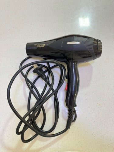 Black double-speed quick-drying hair dryer, with adjustable hot and cold air settings on two levels