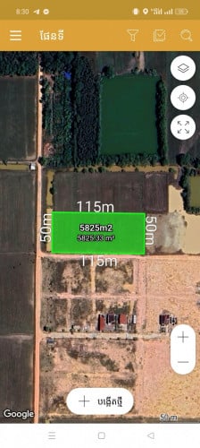 ដីលក់បន្ទាន់ក្រុងបាវិតប្រញាប់លុយ 50m×115m