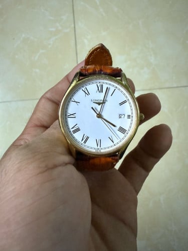 Original Longines Swiss 35mm លេខរ៉ូមែនស្អាតប្រើថ្ម