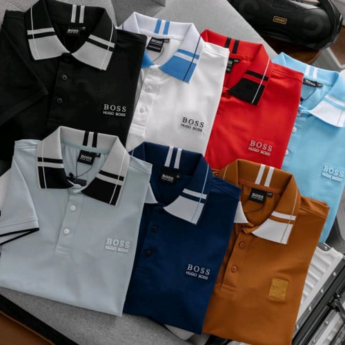 អាវយឺតដៃខ្លី កបើក ប្រេន Hugo boss ម៉ូតថ្មី ម៉ូតពណ៌ដូចរូបលេខ M l xl xxl 3xl(50kg-100kg)