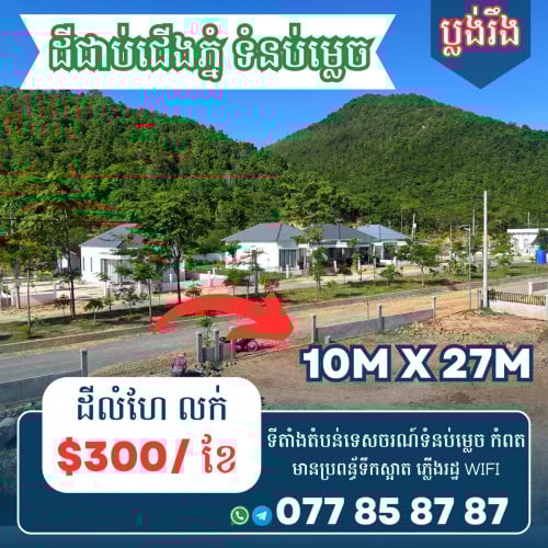 3. ដីលំហែ ជាប់ជើងភ្នំ កំពត បង់រំលោះសុទ្ធ 300$