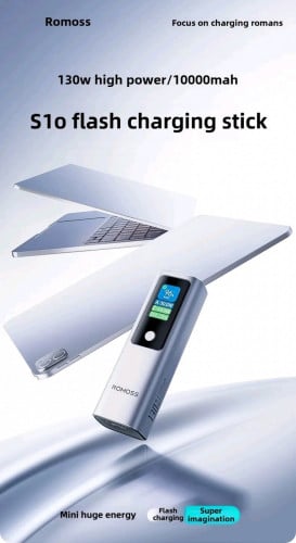 Romoss Powerbank10000mA130wសាកបានទាំងទូរសព្ទ័ ឧបករណ៍ផ្សេងៗ  និង laptopគុណភាពខ្ពស់និងសុវត្ថិភាព