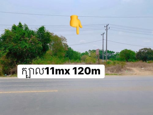 ដីលក់បន្ទាន់ជាប់ផ្លូវជាតិលេខ 5  ។  11ម X 120ម