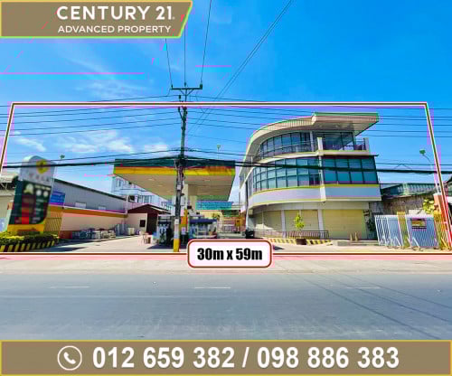 ដី មានសំណង់អគារ និងការ៉ាស់សាំង សម្រាប់ជួល នៅលើផ្លូវជាតិលេខ2 និងជិតផ្សារក្រមួន (ចាក់អង្រែក្រោម)