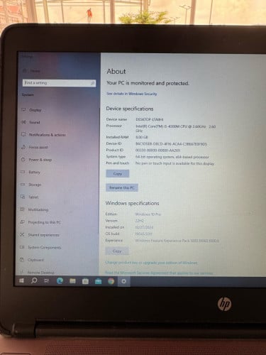 Laptop HP 8GB Core i5 CPU