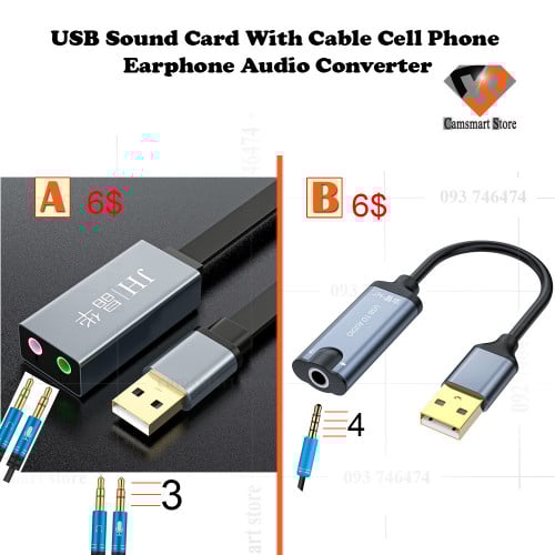 Sound Card External 3.5mm USB Adapter USB to Microphone Speaker