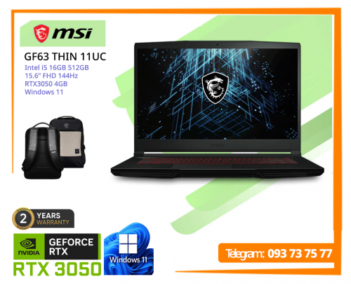 NEW MSI GF63 THIN 11UC  $589