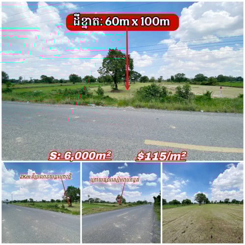 ដីលក់បន្ទាន់_ជាប់ផ្លូវកៅស៊ួជិតប្រលានយន្តហោះថ្មី