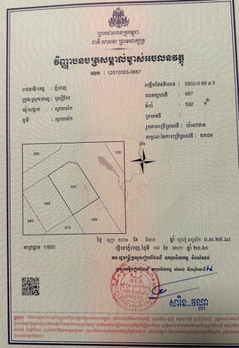 ដីលក់នៅស្វាយប៉ាក​ ឫស្សីកែវ​ ២០x៣០