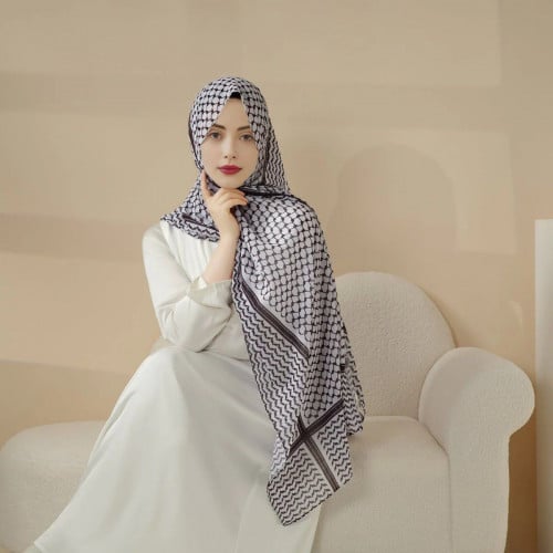 Hijab Keffiyeh បែបបែប Middle East ទាន់សម័យ! Chiffon Keffiyeh Hijab Arab Long Scarf