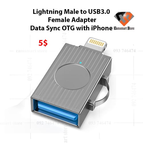 Lightning Male to USB3.0 Female Adapter, Data Sync OTG with iPhone