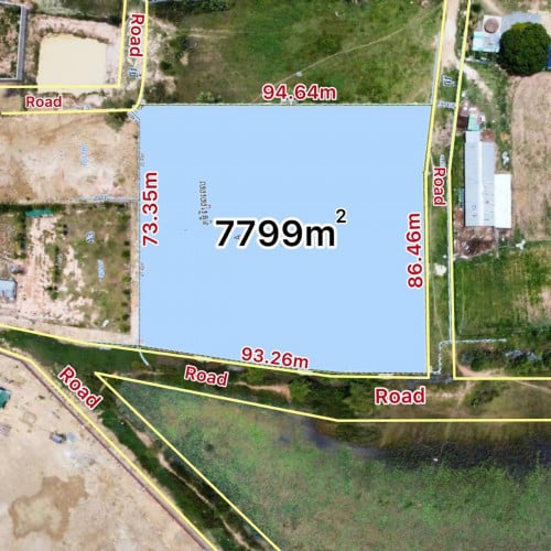 ដីកែង ក្រោយសាលាកូរ៉េ ផ្លូវកប់ស្រូវ 90$/sqm