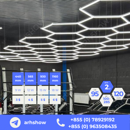 អំពូលភ្លើងម៉ូដដាក់តាមហាង LED Light Hexagon Lighting