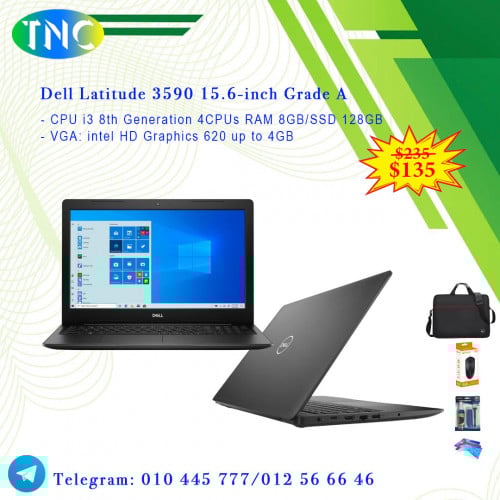 Dell Latitude 3590 15.6-inch Grade A - CPU i3 8th Generation 4CPUs RAM 8GB/SSD 128GB - VGA up to 4GB