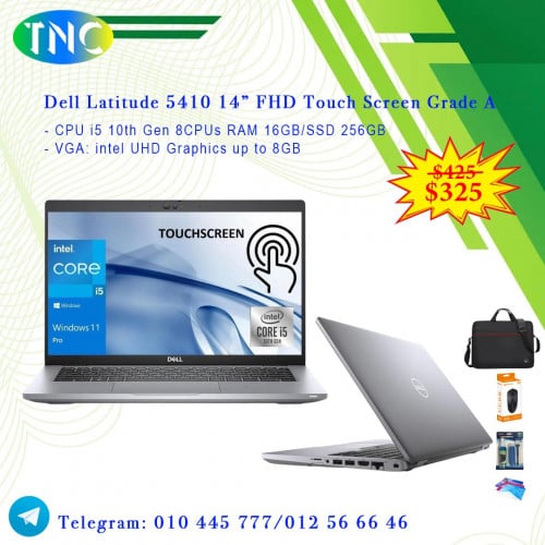 Dell Latitude 5410 14” FHD Touch Screen Grade A -i5 10th RAM 16GB/SSD 256GB - VGA up to 8GB