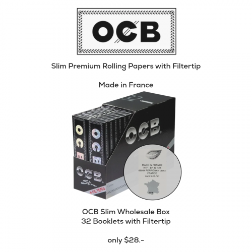 OCB Slim Premium Rolling Papers - Wholesale Box with 32 Booklets