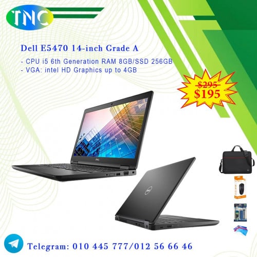Dell E5470 14-inch Grade A - CPU i5 6th Generation RAM 8GB/SSD 256GB - VGA up to 4GB